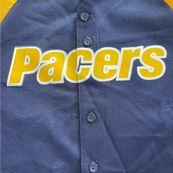 MAJESTIC Indiana Pacers Youth Shooting Shirt Blue Gold NBA Size Medium - Picture 2 of 5